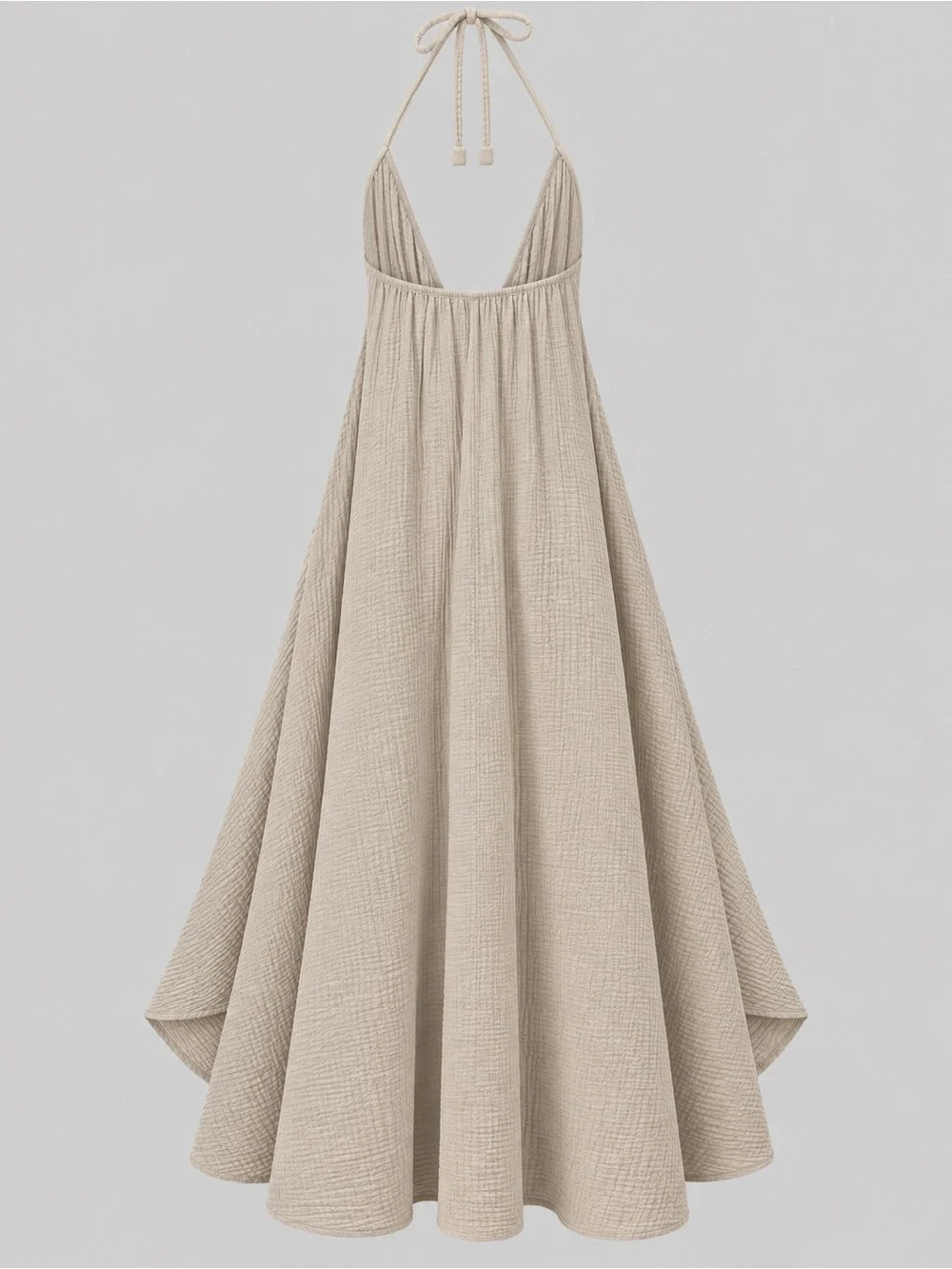LoveStitch Women's Gauze Halter Maxi Dress - Beige/Taupe - S/M